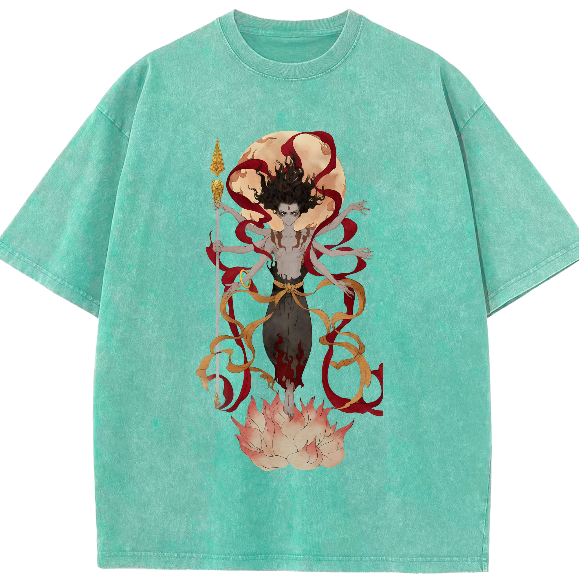 （画像用） Ne Zha 2 ナタ 魔童の大暴れ 綿100% ヴィンテージ風 半袖Tシャツ（フロントプリント）